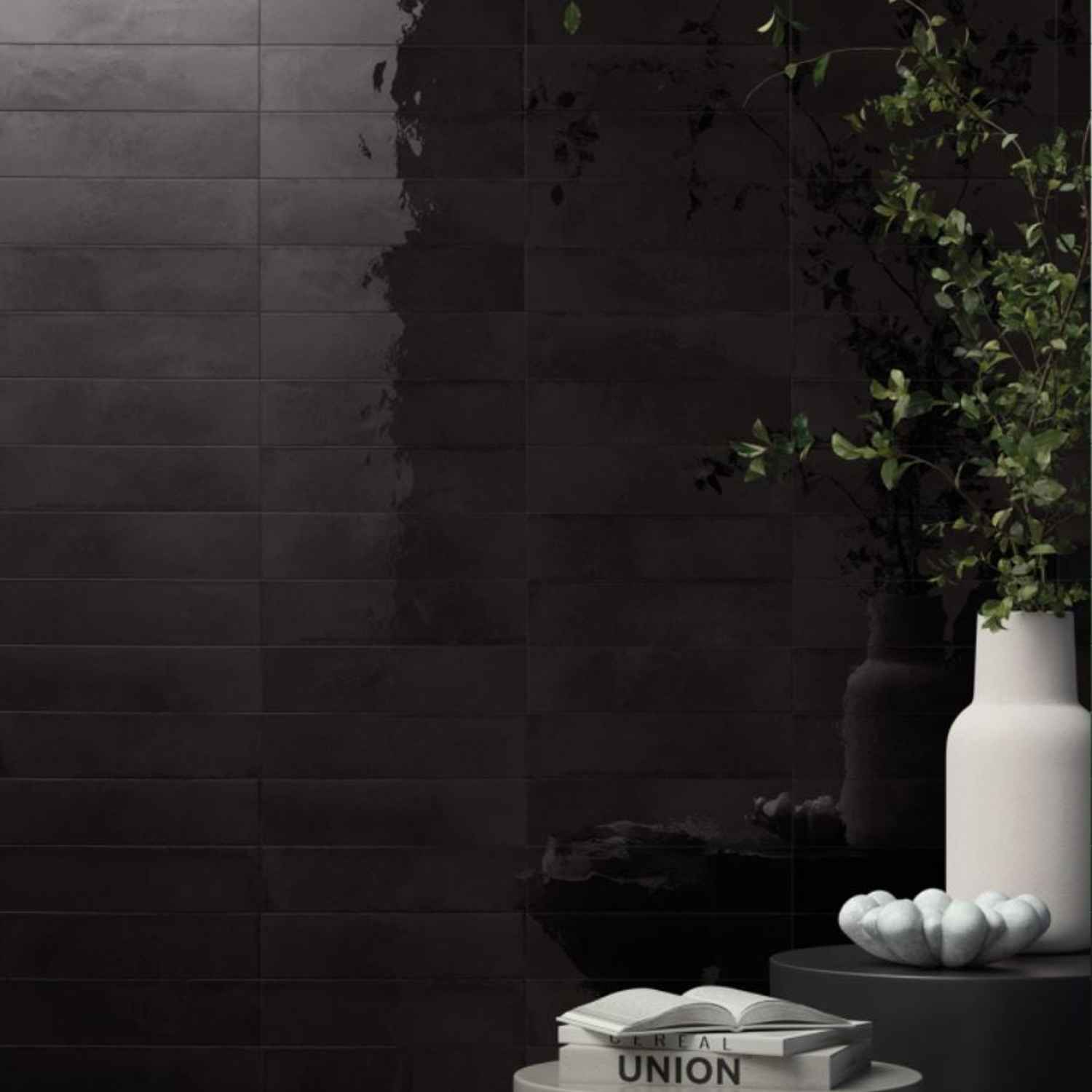 Mosaïque Hexagone Céramique Beige/noir - Non Vitré - Lot De 10 Plaques - 11A-0113-R10_f
